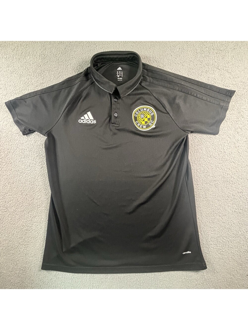 GORGEOUS 2014 ADIDAS CLIMALITE COLUMBUS CREW BLACK POLO SHIRT MEN'S SIZE MEDIUM